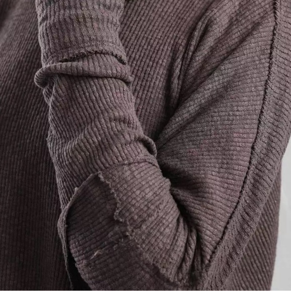 Free People Moon Daisy Thermal Pullover Brown S - Picture 5 of 10